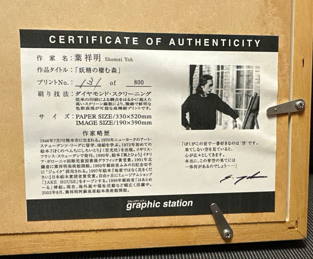 葉祥明　「妖精の棲む森」　限定版画