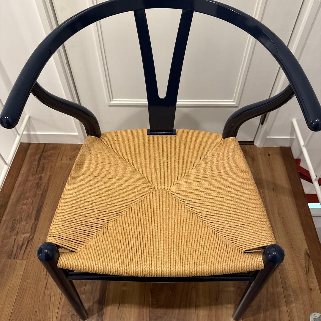 ネイビー ウィッカー ダイニングチェア