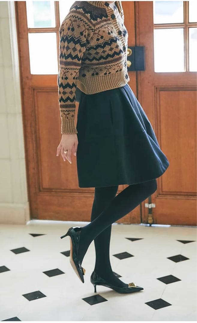 【新品】ハイウエストフレアキュロット(ブラック) XS