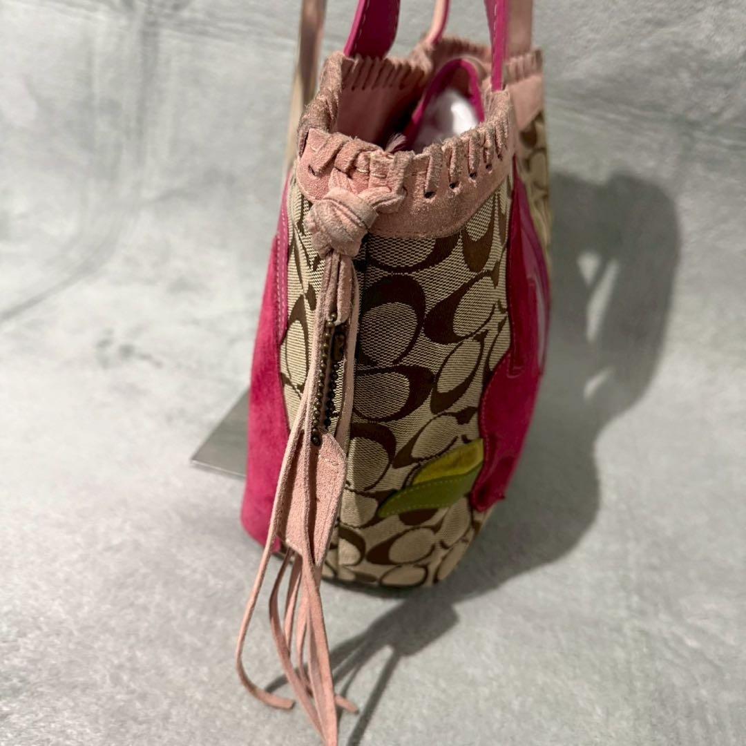 バッグ Coach Signature Flower Stitch Suede Bag