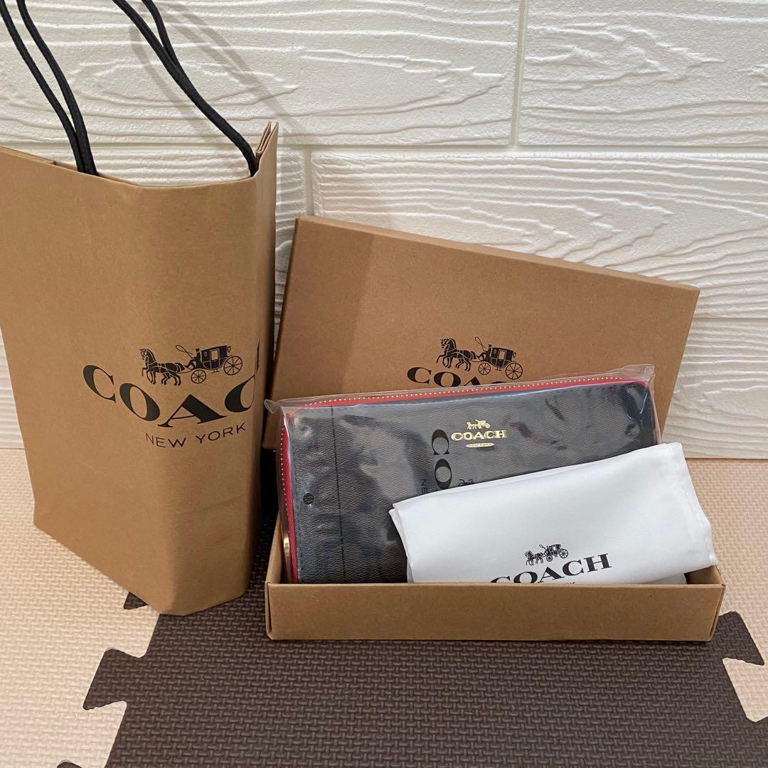 【COACH 新品】コーチ 長財布 ストラップ付 ラウンドジップ ギフトにも最適
