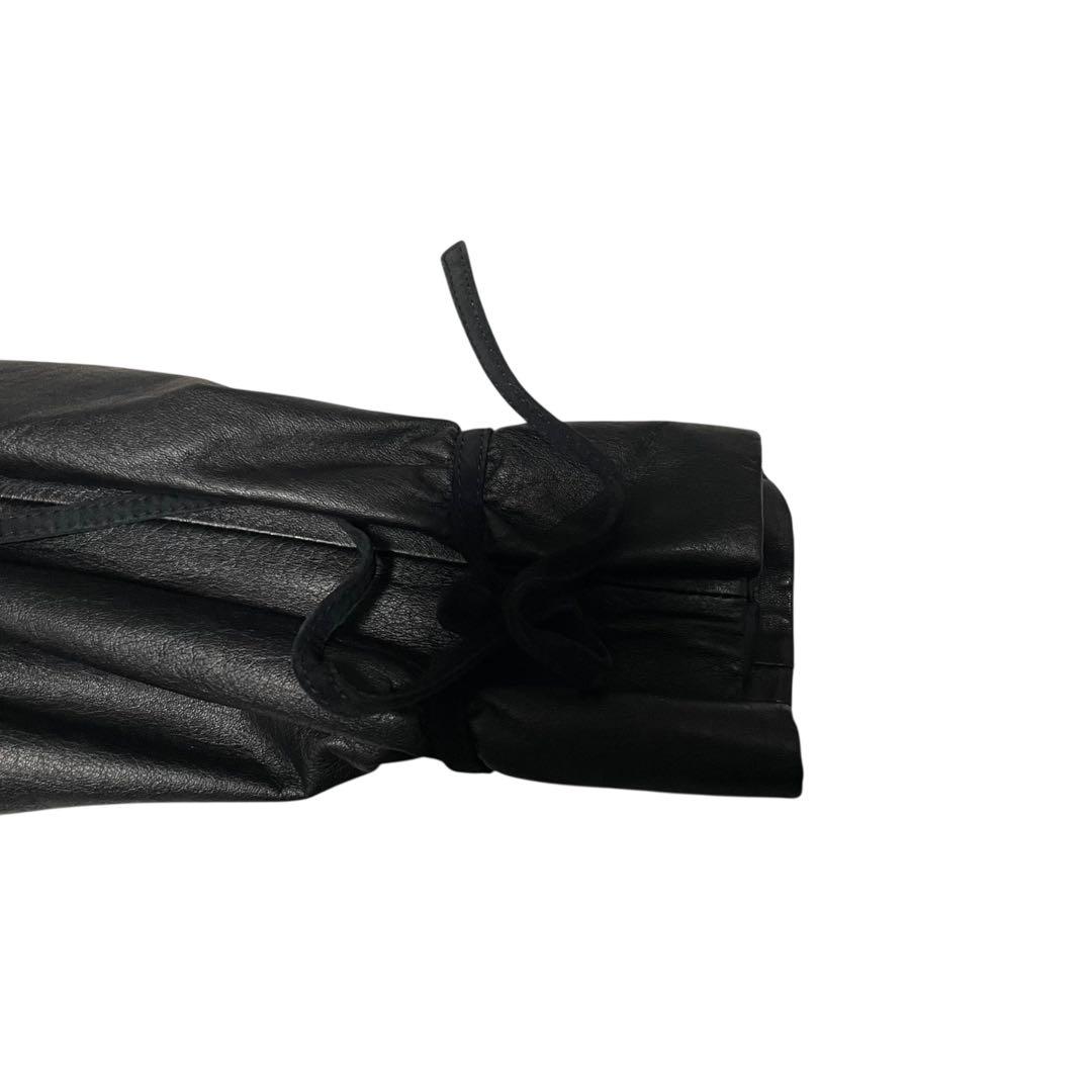 【vintage】牛革 マキシ丈カウレザー比翼ロングコート 日本製 ファー 黒L