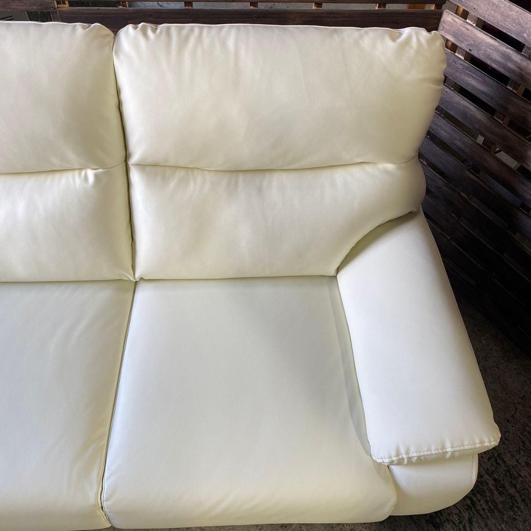 G290\" NITORI N-SHIELD 2シーター レザー ソファ ホワイト