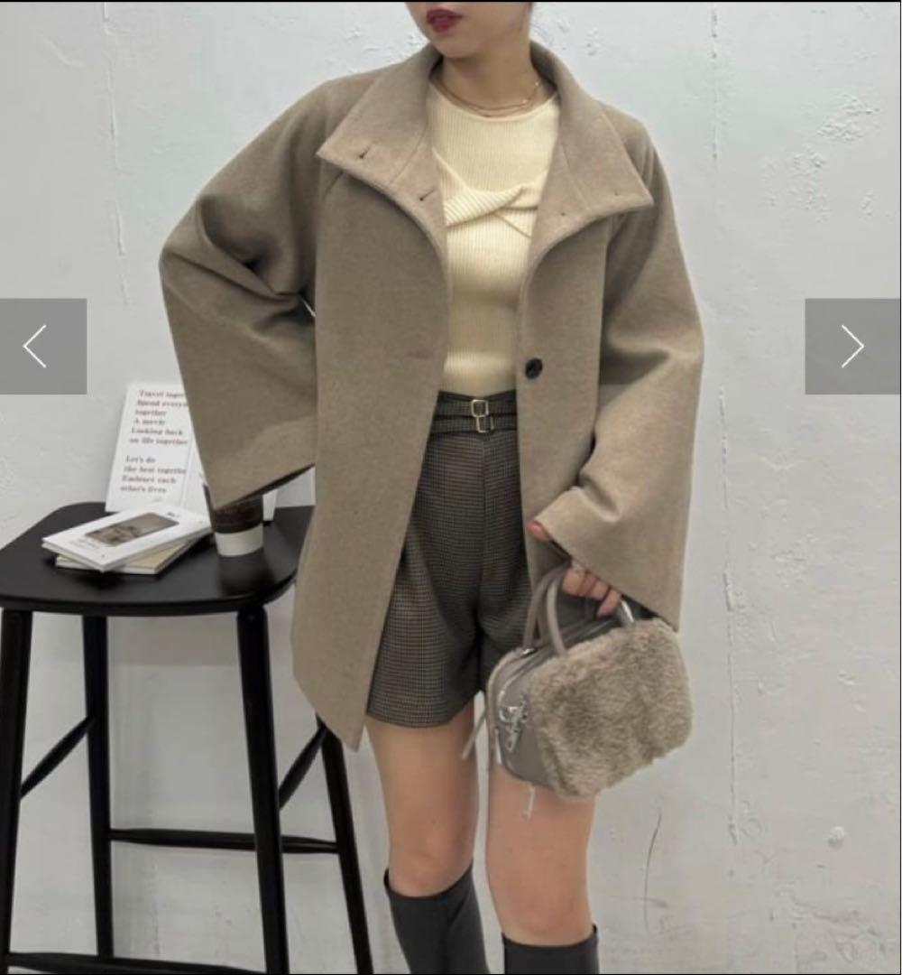 美品　Chico ファー取り外しケープコート グレージュ ファー コート