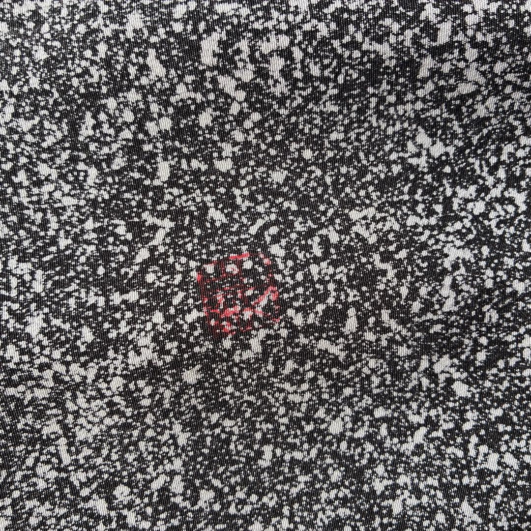 訪問着　フルセット　着物　正絹　黒　たたき染　大人モノトーン　墨花模様　N3