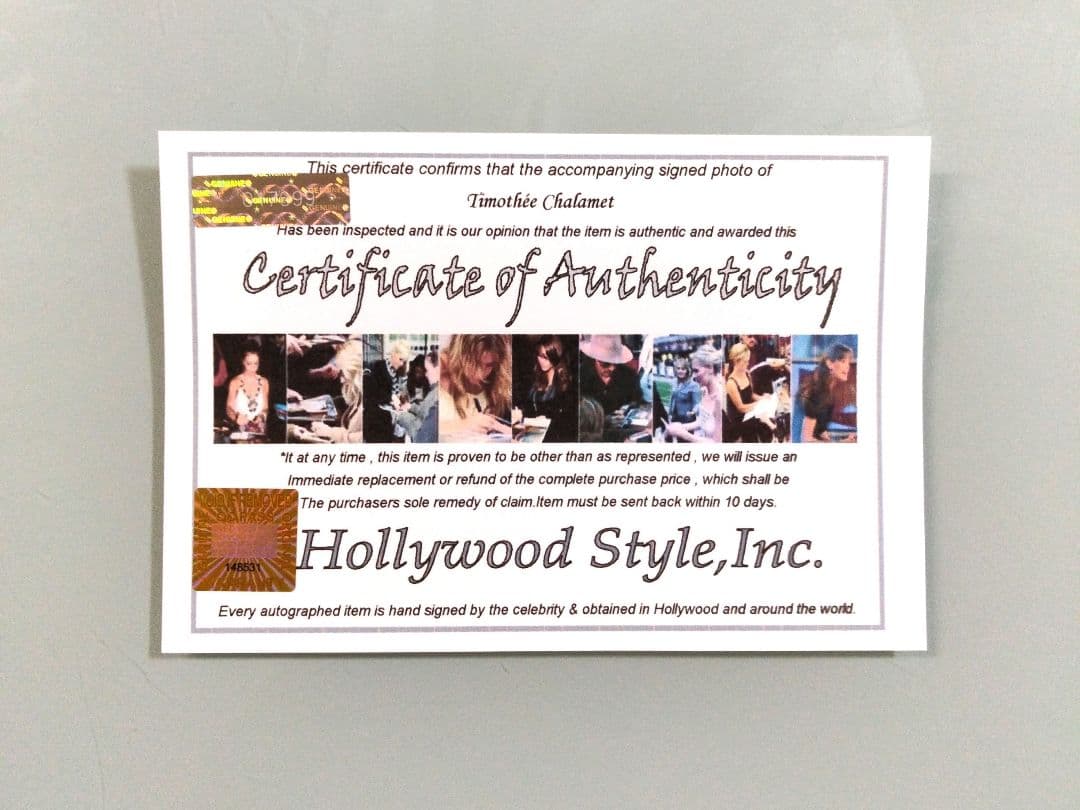 ティモシーシャラメ直筆サイン入り2Lサイズ写真…名もなき者