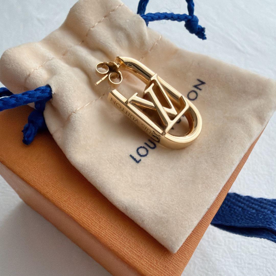 【美品】 ルイヴィトン ピアス フープマイLVチェーン M01140 片耳