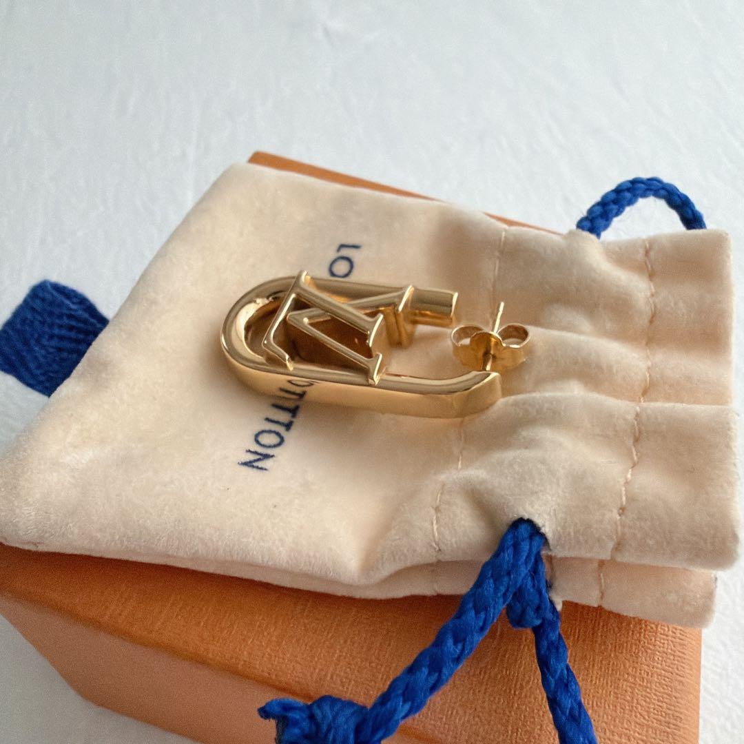 【美品】 ルイヴィトン ピアス フープマイLVチェーン M01140 片耳