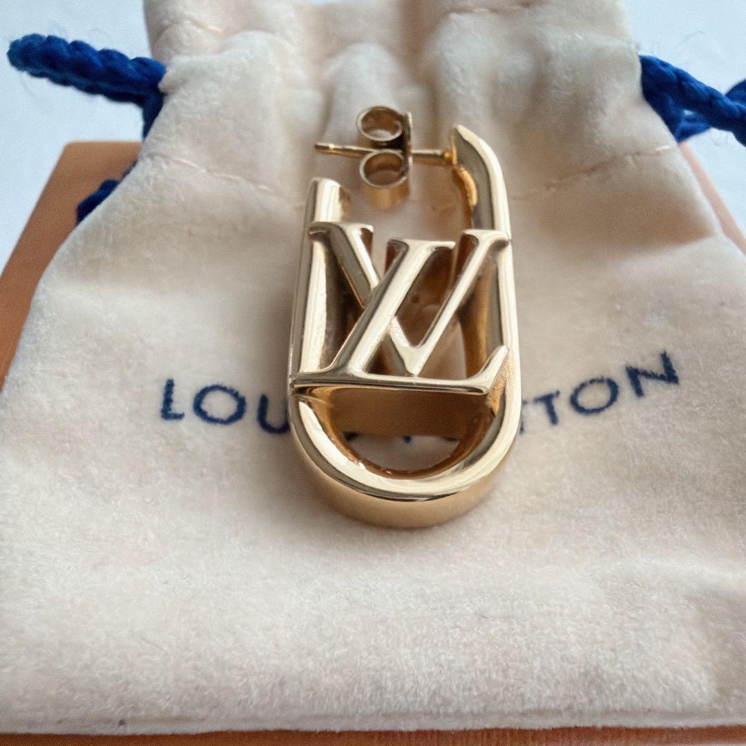 【美品】 ルイヴィトン ピアス フープマイLVチェーン M01140 片耳