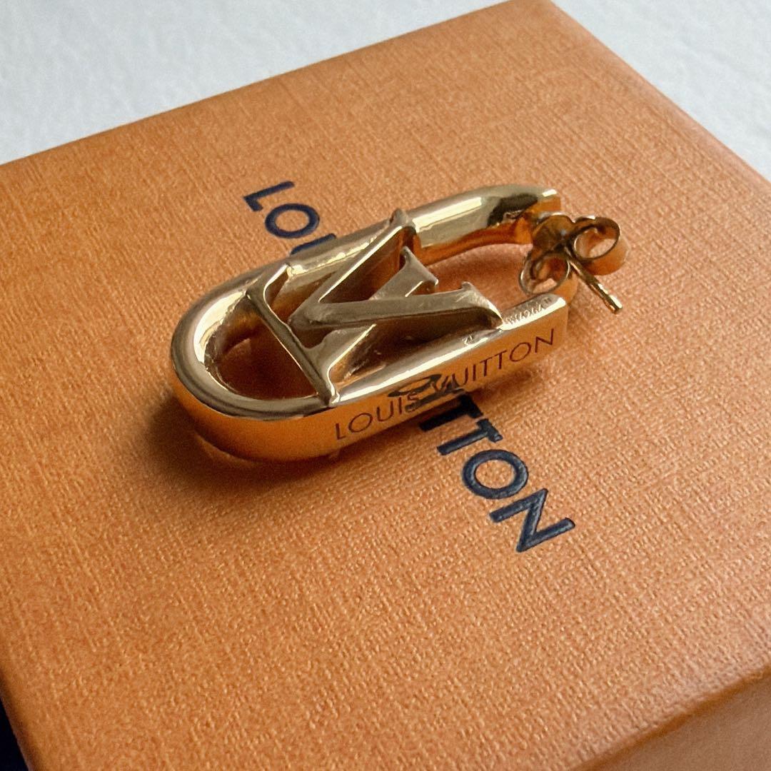 【美品】 ルイヴィトン ピアス フープマイLVチェーン M01140 片耳