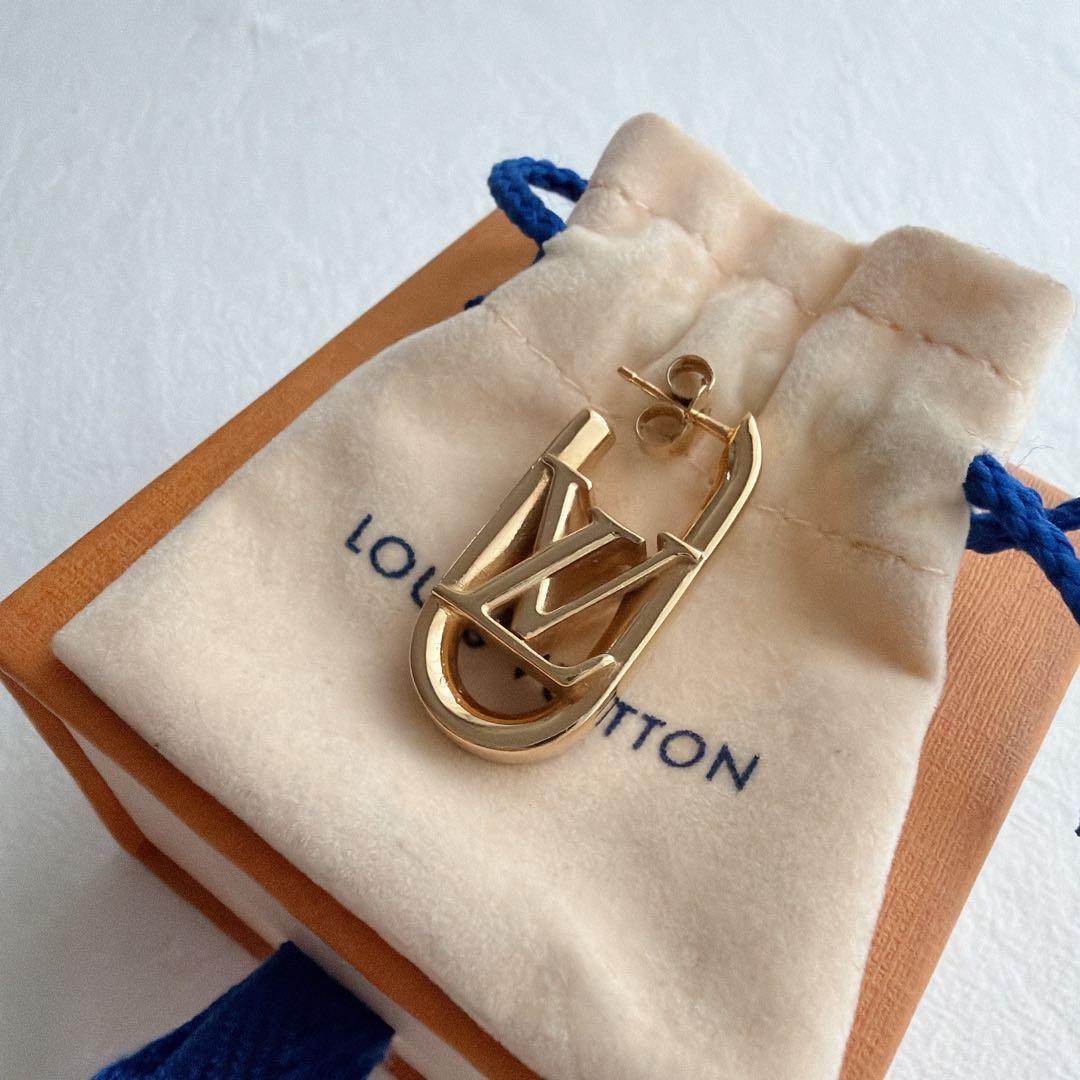 【美品】 ルイヴィトン ピアス フープマイLVチェーン M01140 片耳