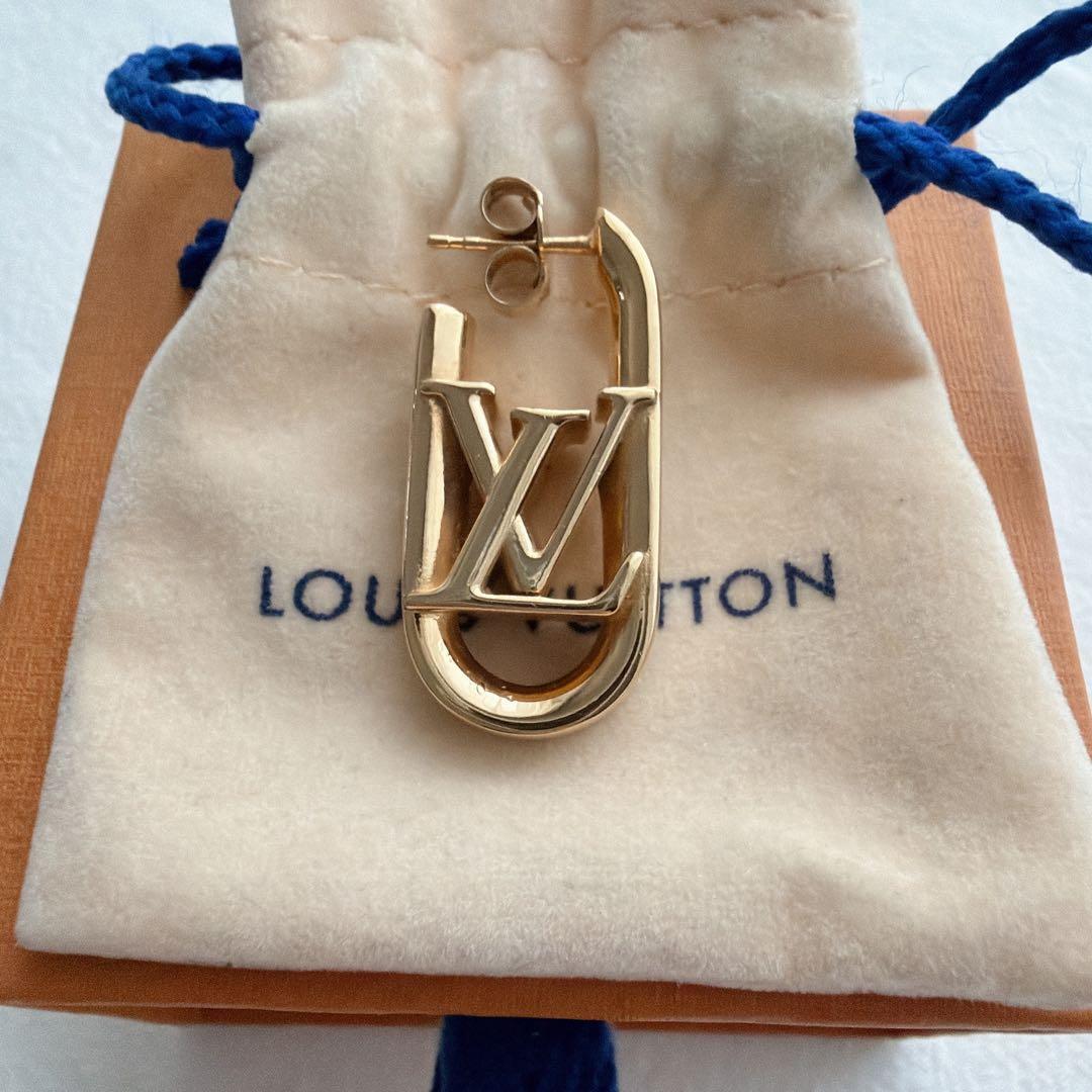 【美品】 ルイヴィトン ピアス フープマイLVチェーン M01140 片耳