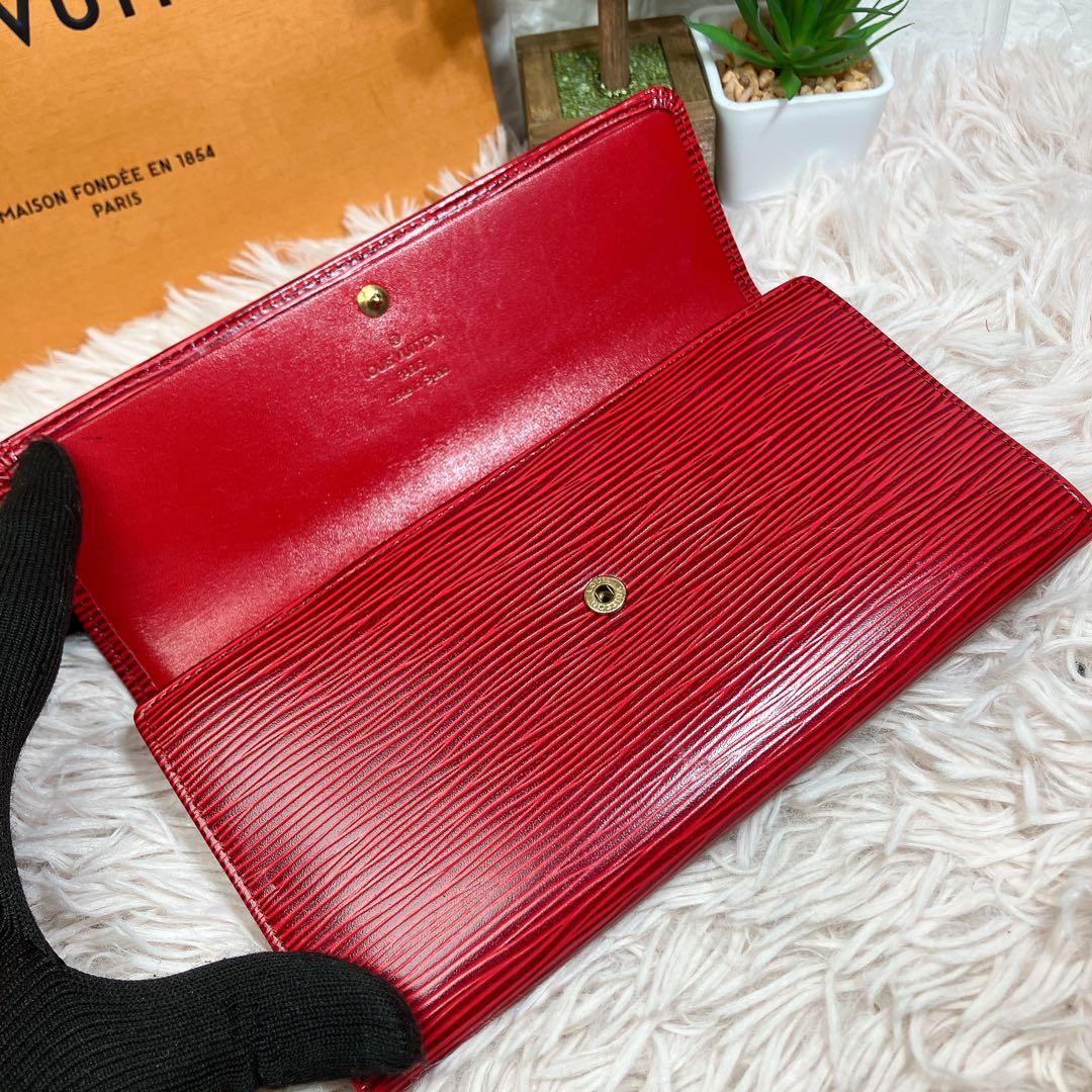 極美品 ルイヴィトン エピ ポシェット ポルトモネ クレディ 長財布 レッド