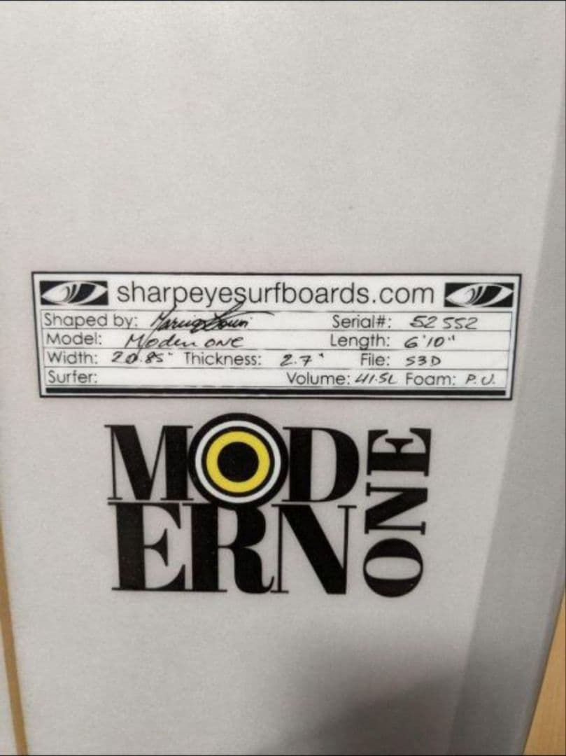シャープアイ　MODERNONE　サーフボード6'10ft