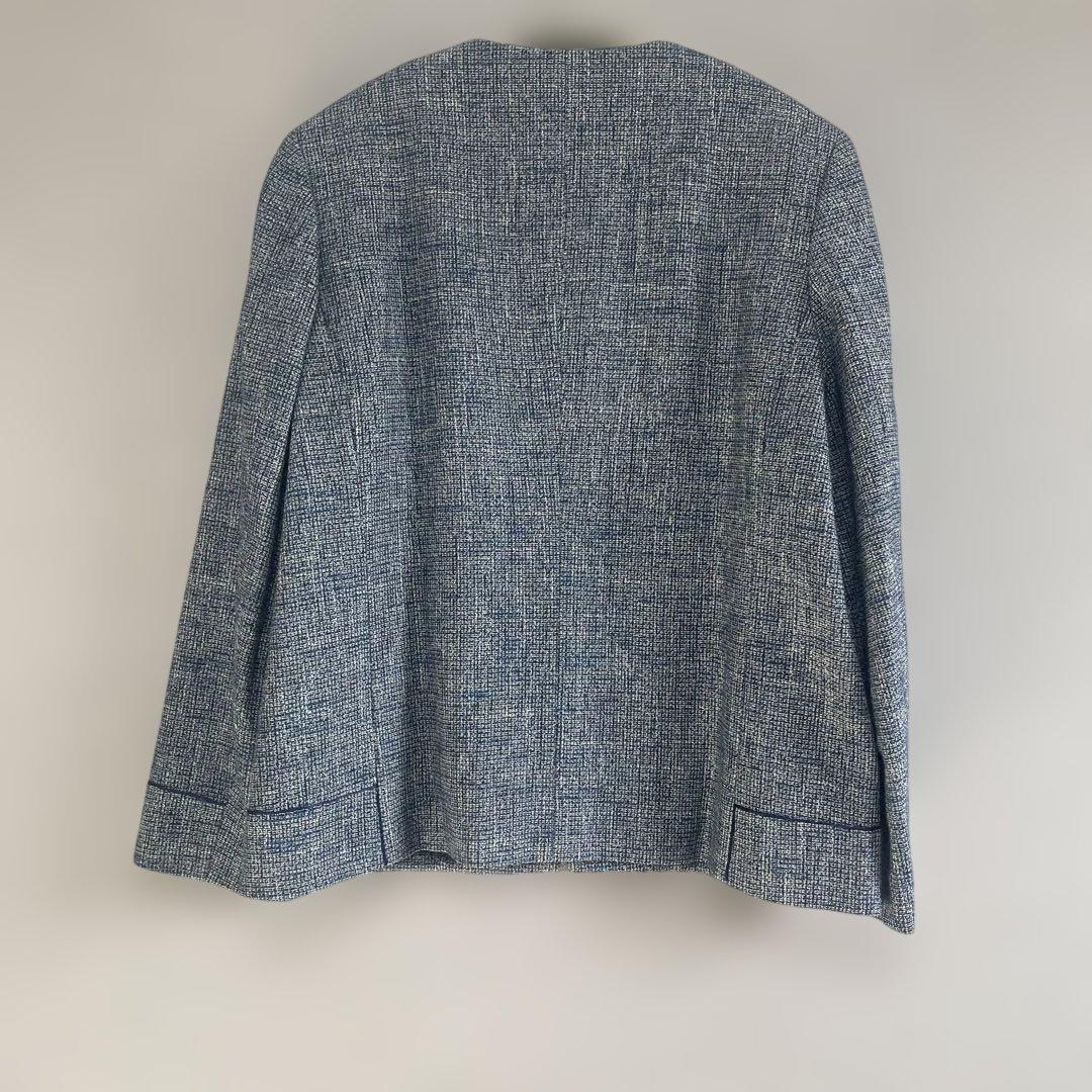 【美品】トゥモローランド ツイード　ジャケット　ファンシースラブ ノーカラー