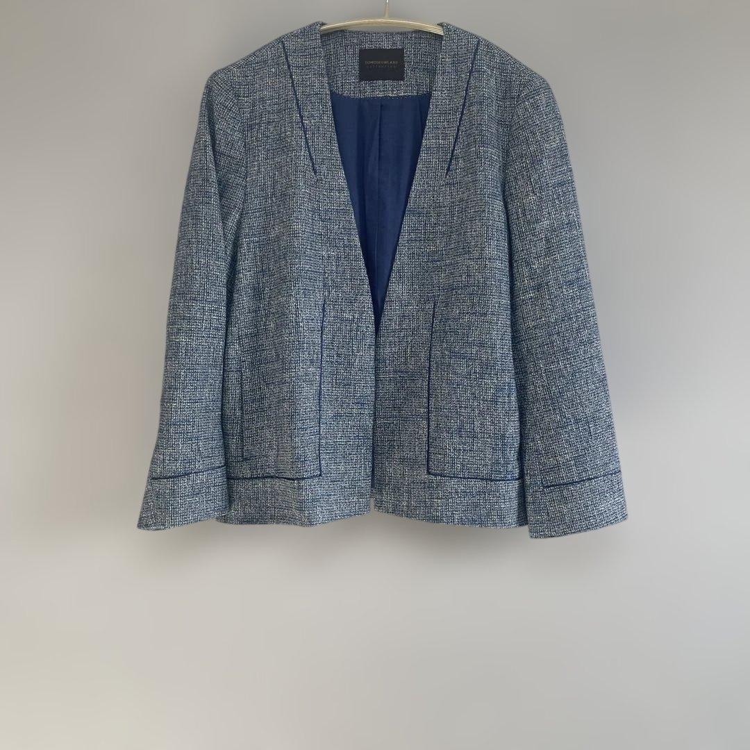 【美品】トゥモローランド ツイード　ジャケット　ファンシースラブ ノーカラー