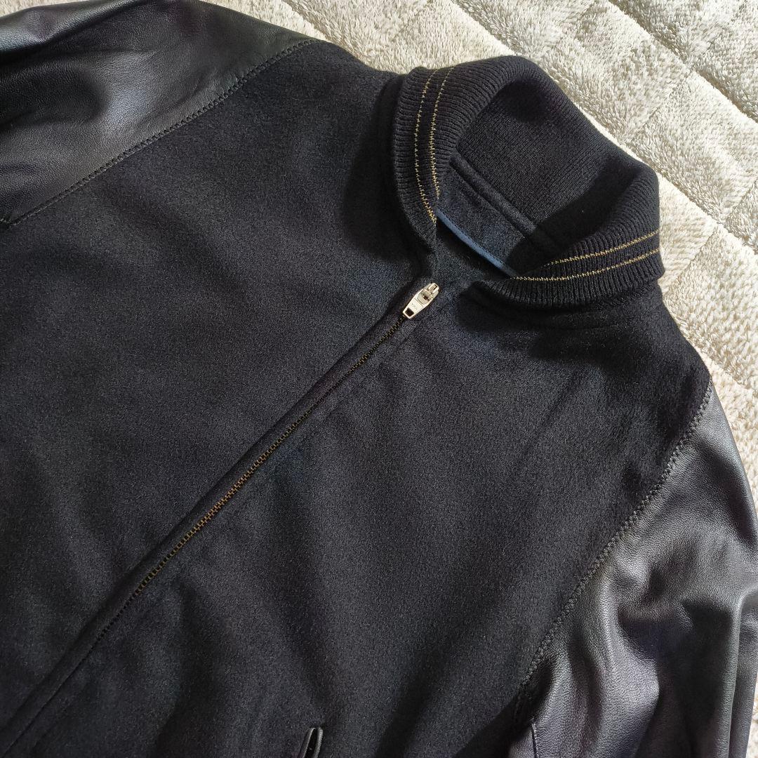 美品 ドレステリア カシミヤ100% ラムレザー 切替 スタジャン 44