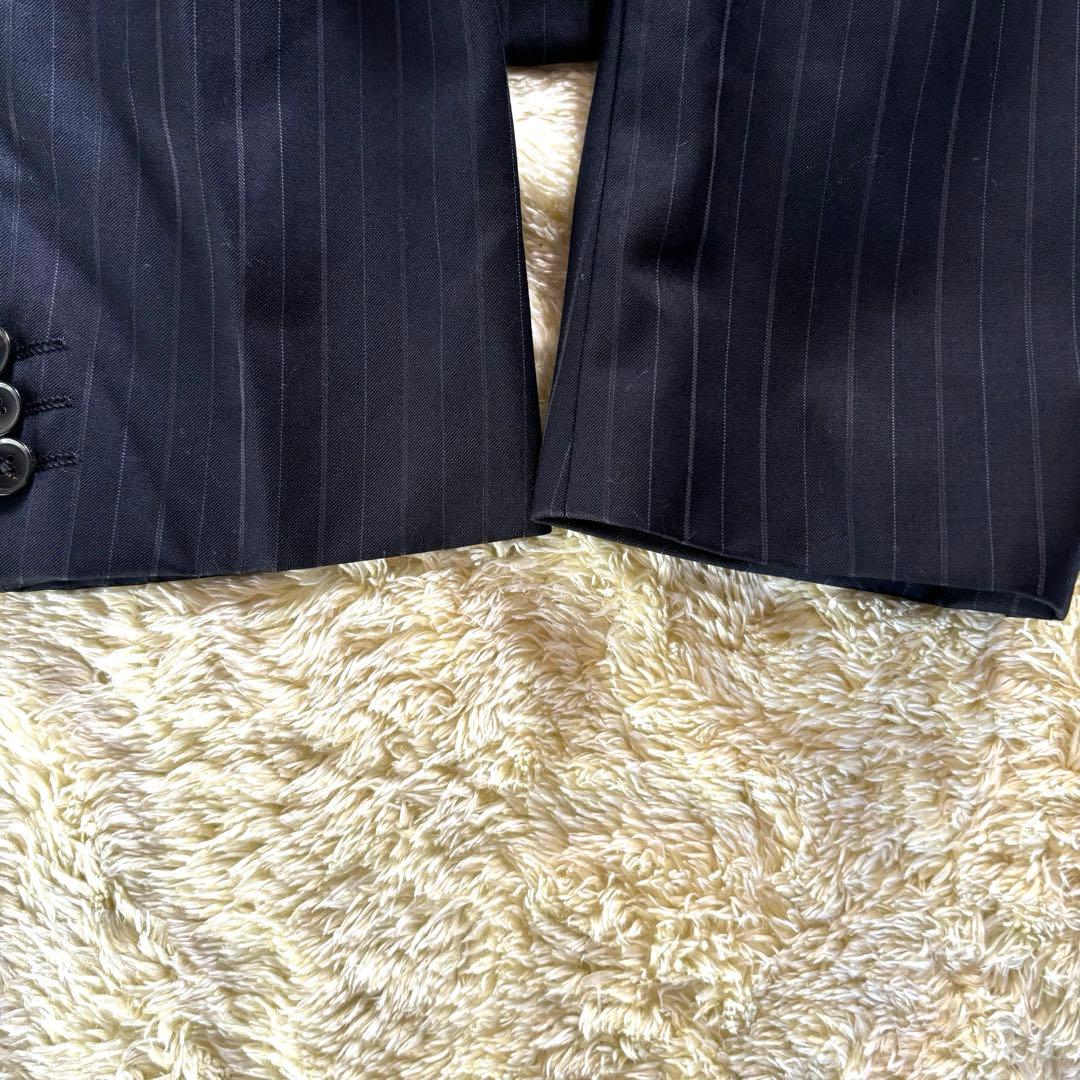 美品✨ヒューゴボス　セットアップ　ネイビーストライプ　48トルコ製　総裏