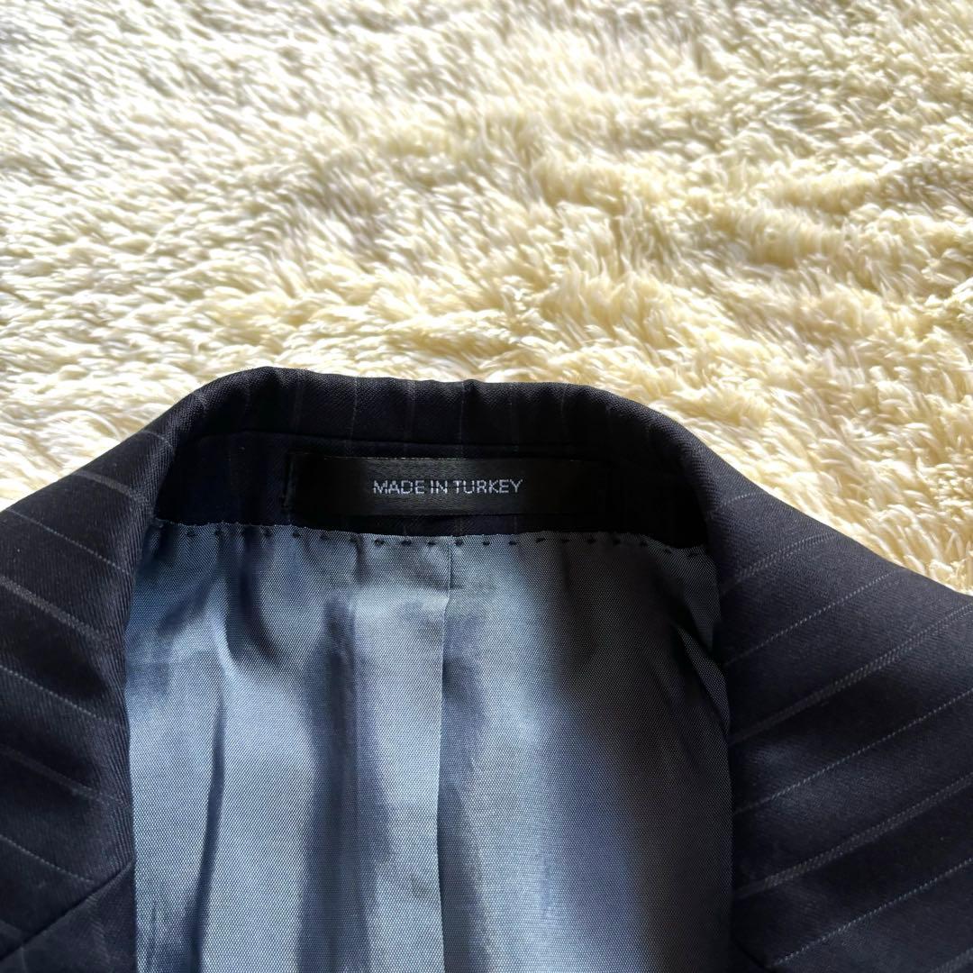 美品✨ヒューゴボス　セットアップ　ネイビーストライプ　48トルコ製　総裏