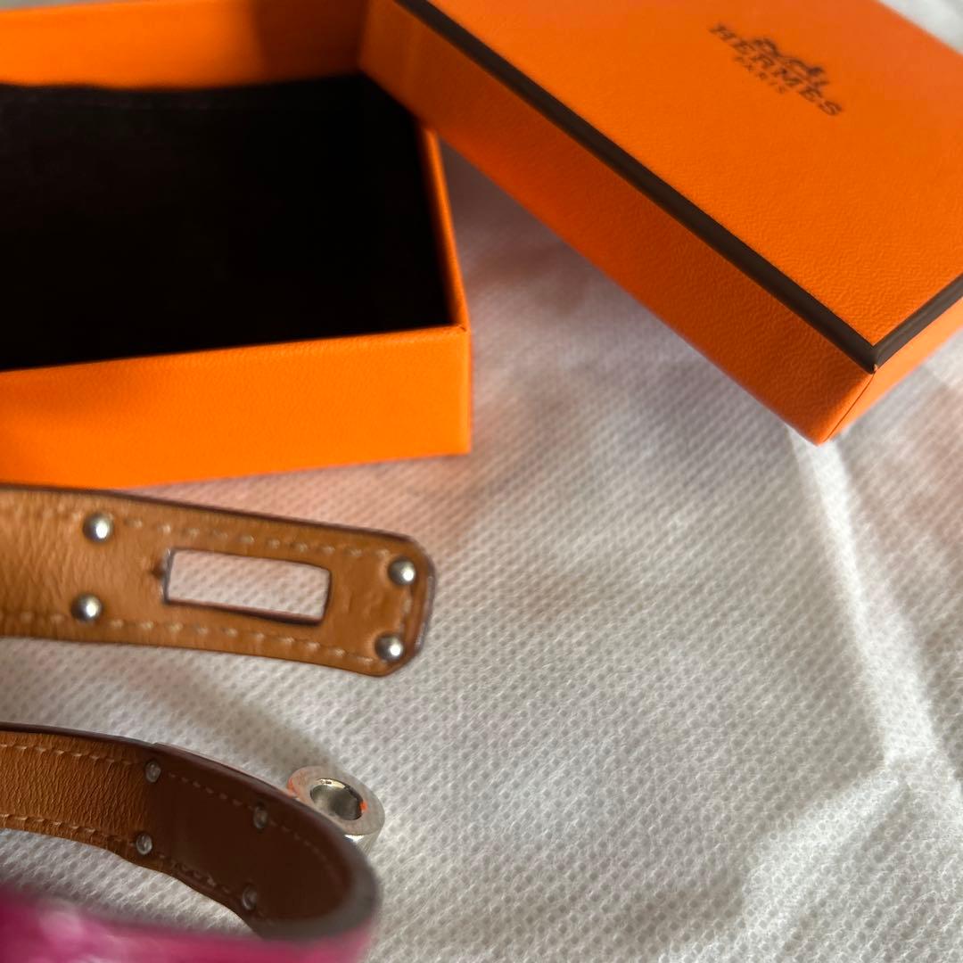 みこさま専用　エルメス　クロコ　ピンク　シルバー金具　バングル　ドゥブルトゥール