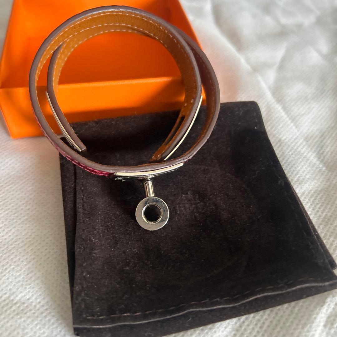 みこさま専用　エルメス　クロコ　ピンク　シルバー金具　バングル　ドゥブルトゥール