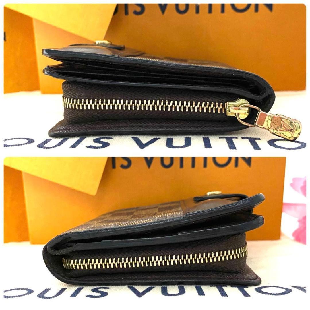 ルイ ヴィトン◎ダミエ コンパクトジップ エベヌ 二つ折り ラウンドファスナー