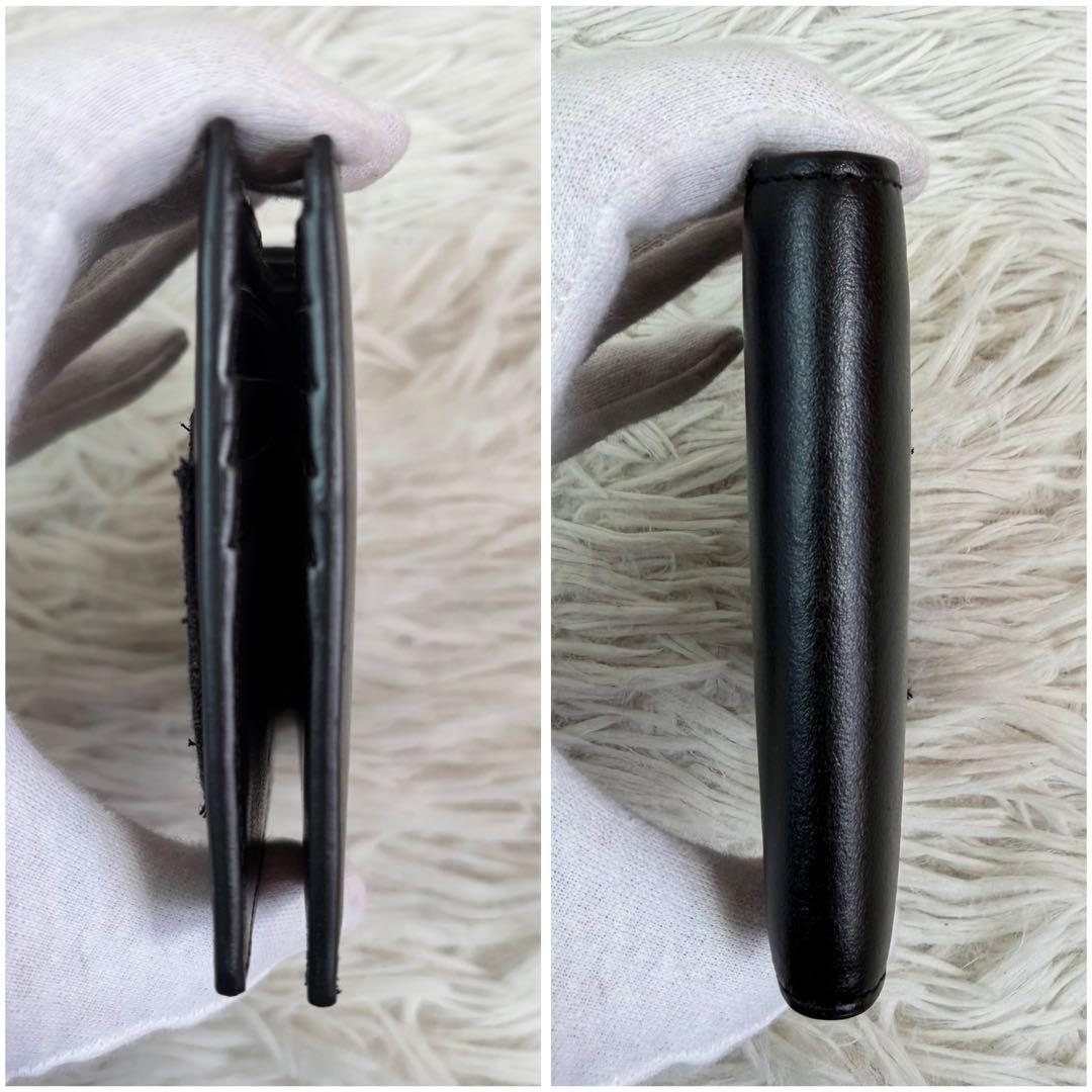 未使用級✨サンローラン 二つ折り 財布 YSL シールドワッペン 黒/ブラック