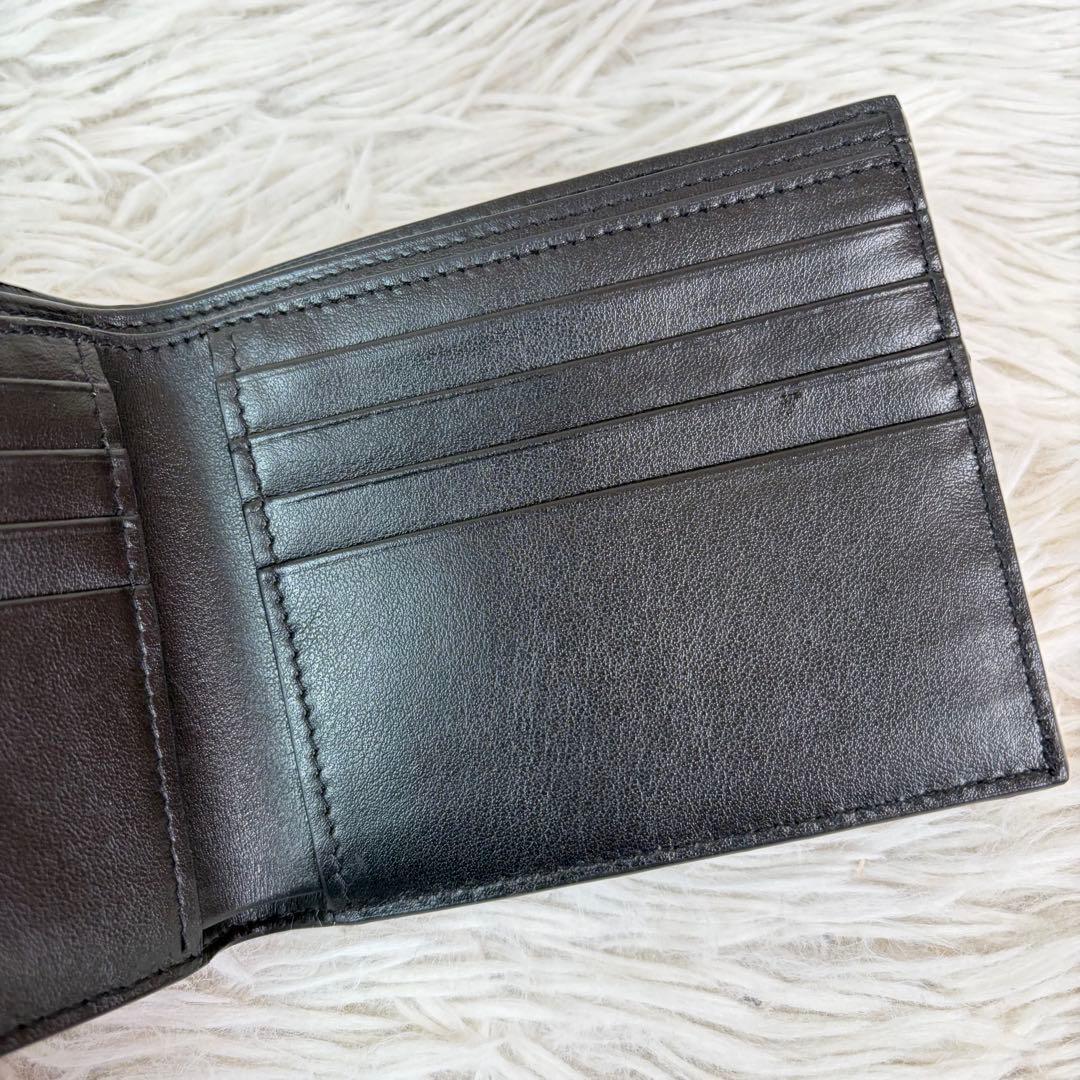 未使用級✨サンローラン 二つ折り 財布 YSL シールドワッペン 黒/ブラック