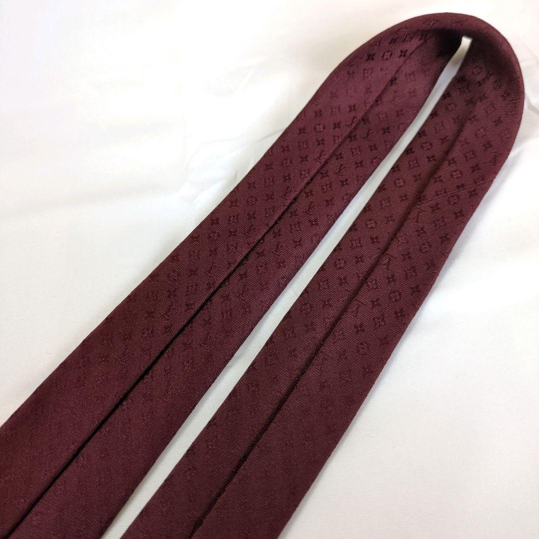 【美品】ルイヴィトン ネクタイ ボルドー モノグラム ジャガード【イタリア製】