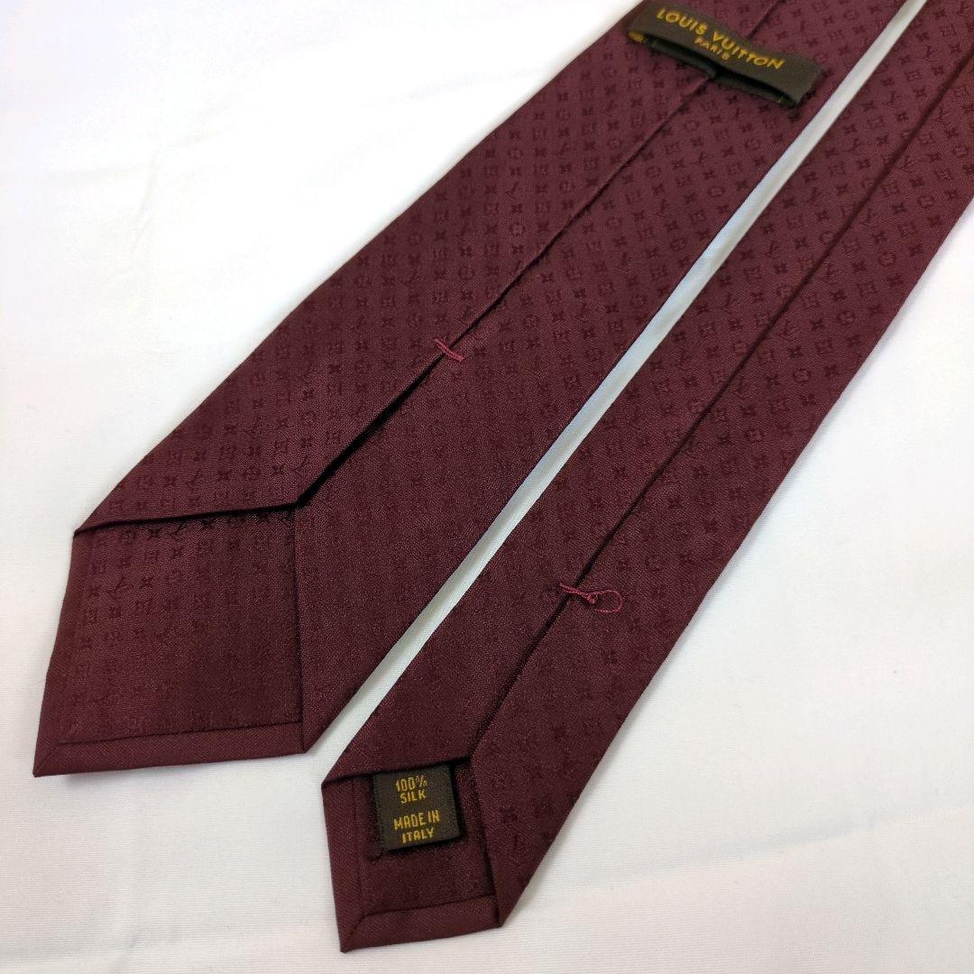 【美品】ルイヴィトン ネクタイ ボルドー モノグラム ジャガード【イタリア製】