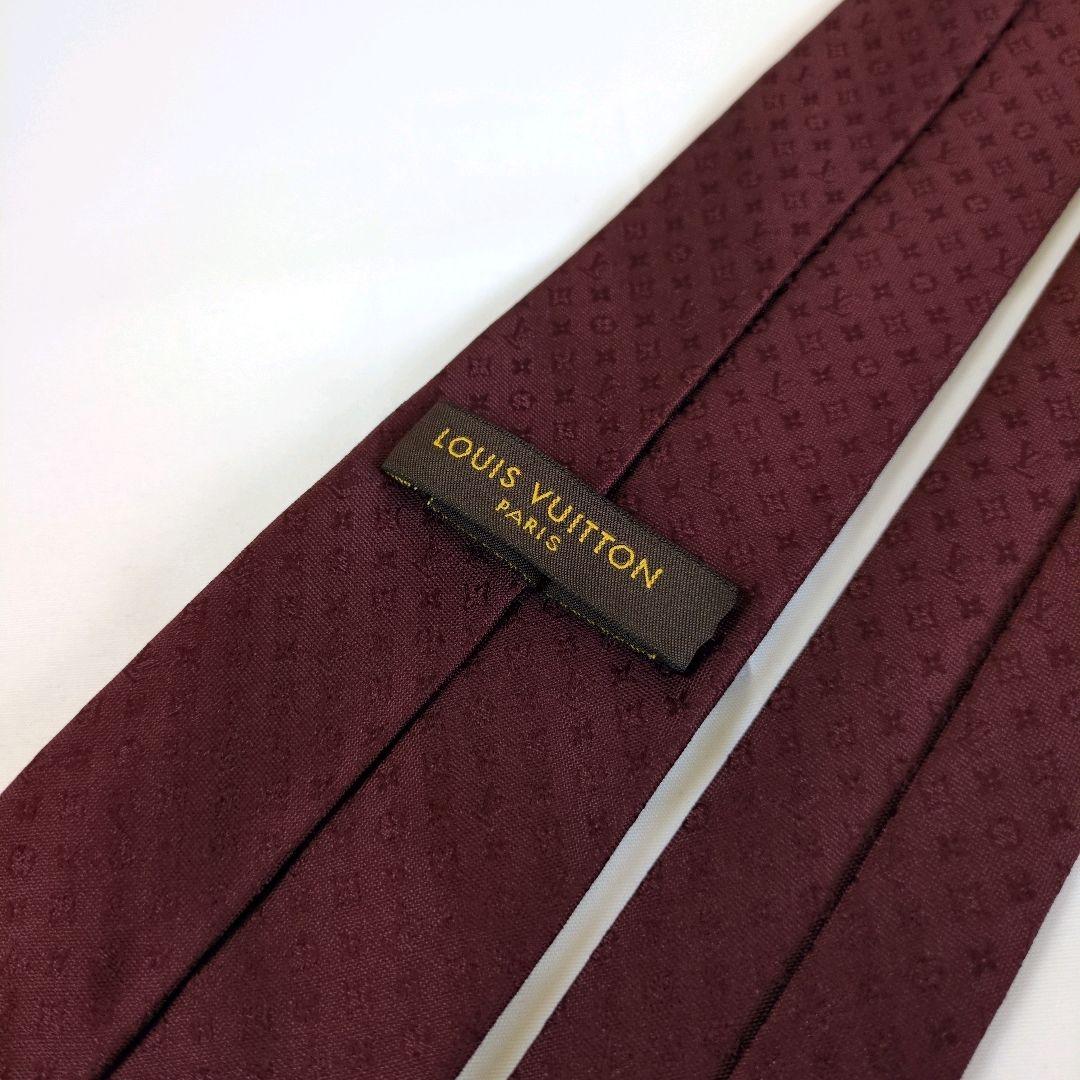 【美品】ルイヴィトン ネクタイ ボルドー モノグラム ジャガード【イタリア製】