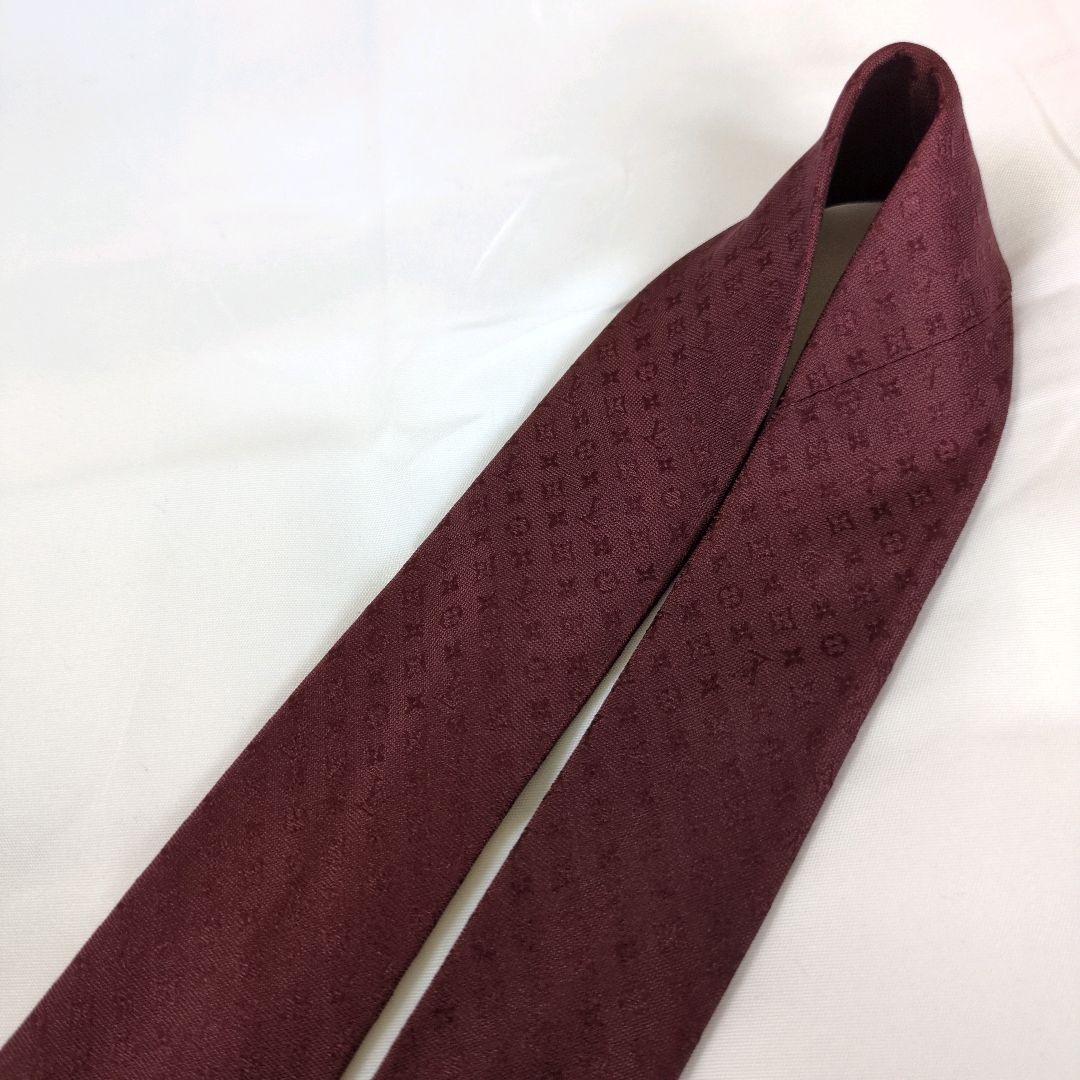 【美品】ルイヴィトン ネクタイ ボルドー モノグラム ジャガード【イタリア製】