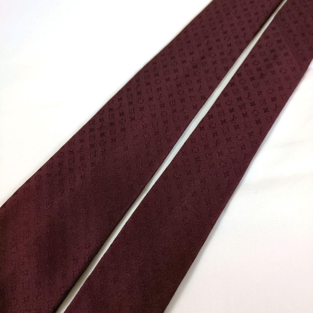 【美品】ルイヴィトン ネクタイ ボルドー モノグラム ジャガード【イタリア製】