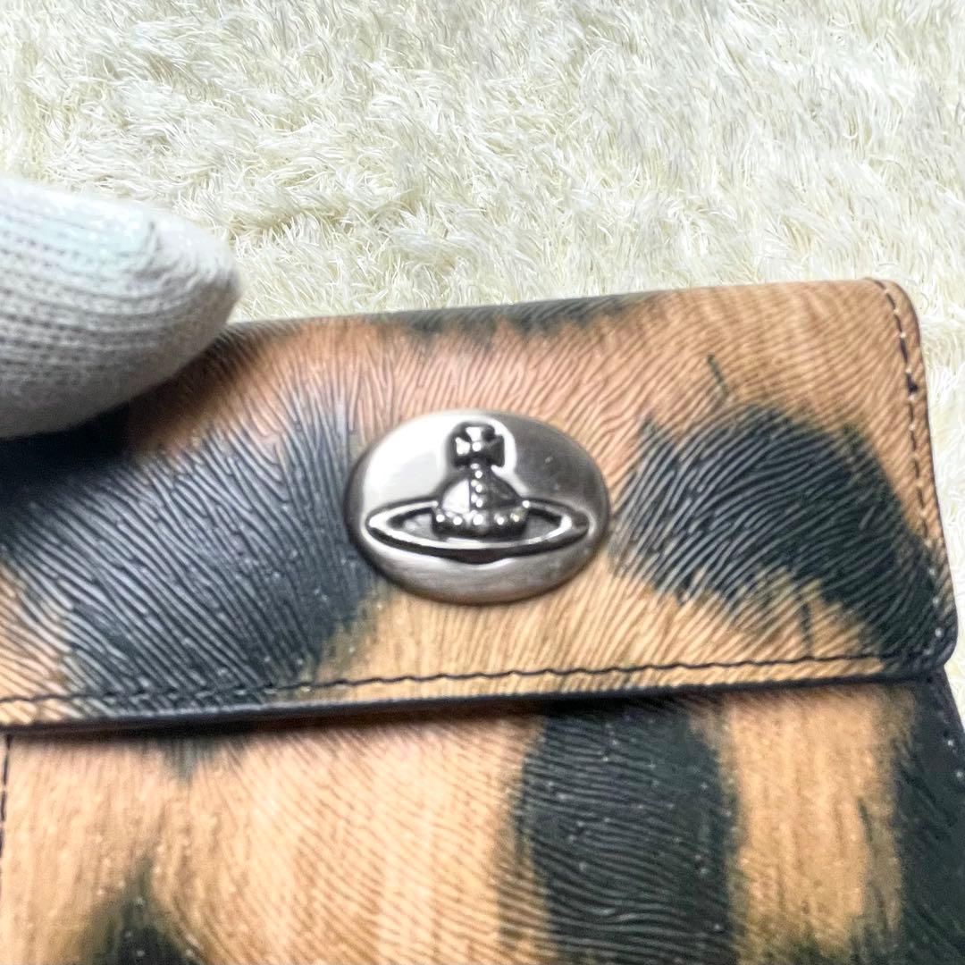 極美品 付属品完備 ヴィヴィアンウエストウッド 三つ折り財布 レオパード