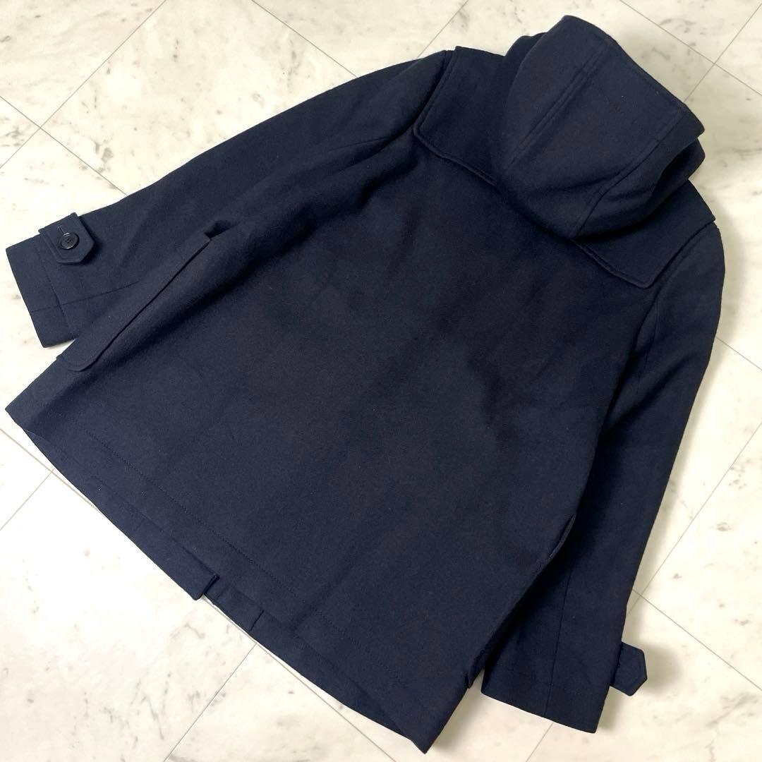 【美品】ピーエスポールスミス ウールコート フーディ ストライプ L 黒 赤