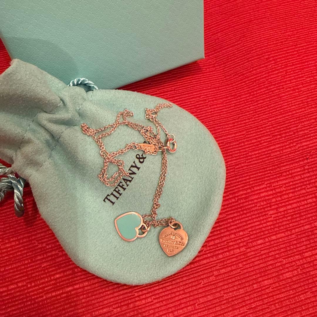 Tiffany & Co. ブルー ダブル ハート ペンダント シルバーミニ