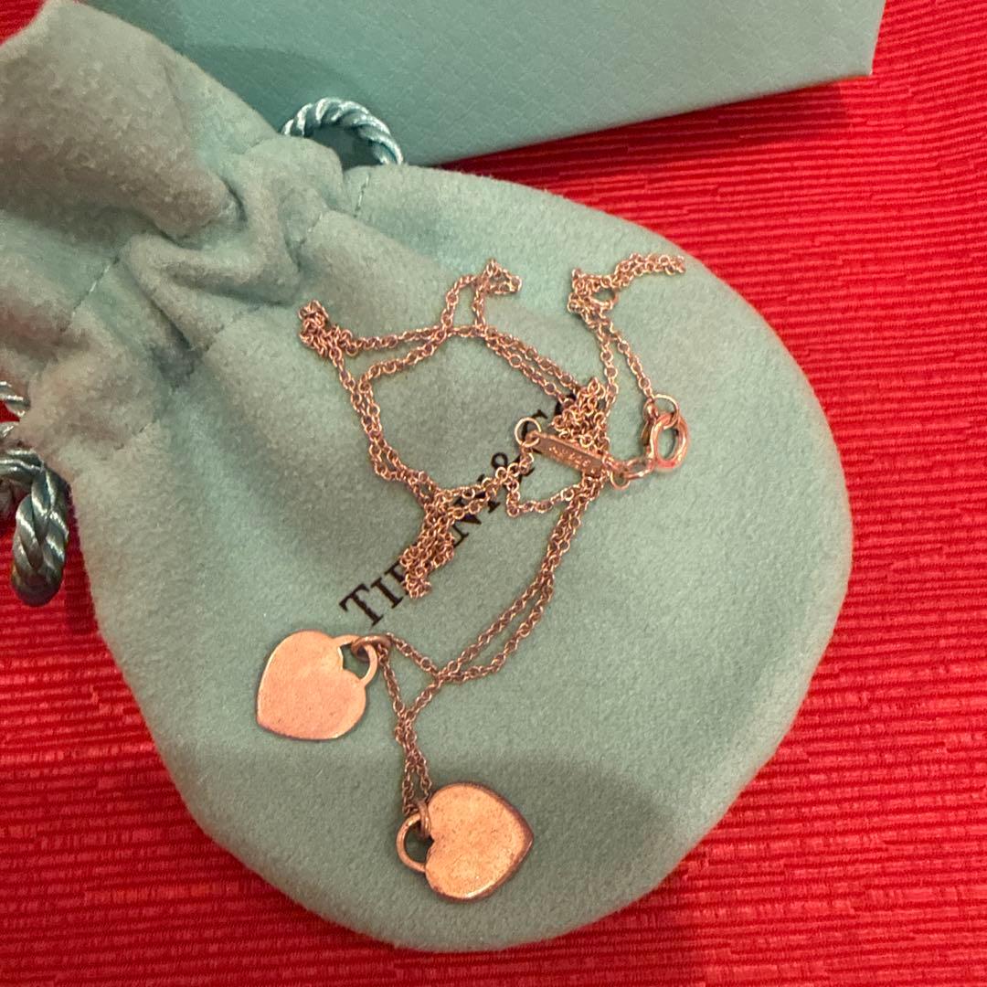 Tiffany & Co. ブルー ダブル ハート ペンダント シルバーミニ