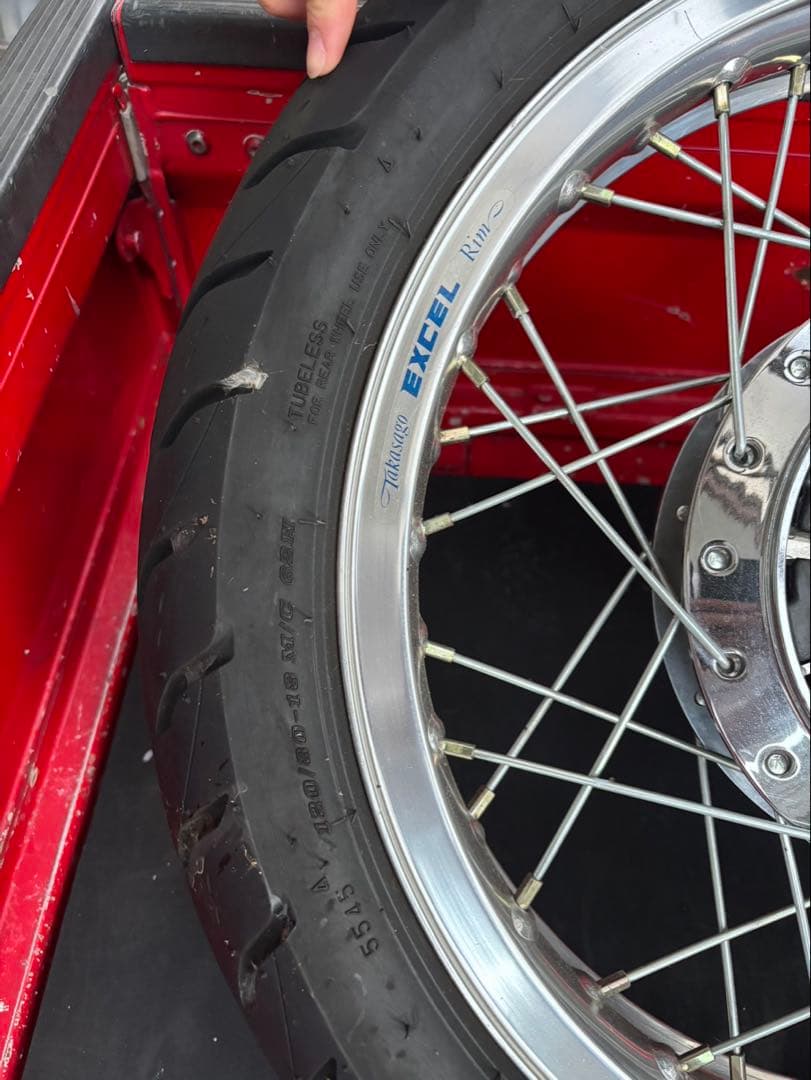 アルミ製スポークホイール2本 エクセルHリムgs400用