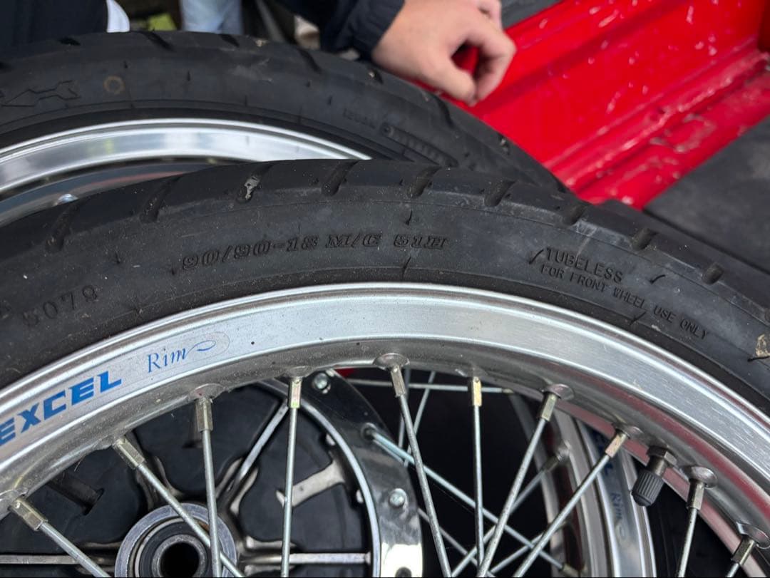 アルミ製スポークホイール2本 エクセルHリムgs400用