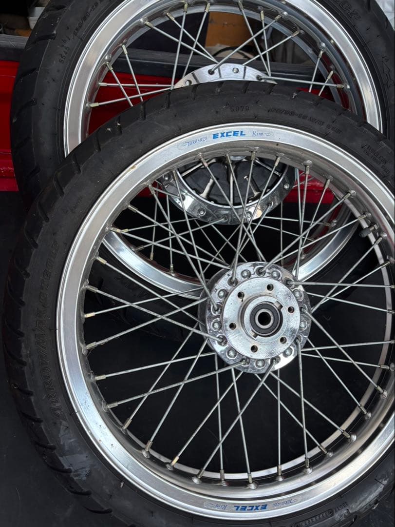 アルミ製スポークホイール2本 エクセルHリムgs400用