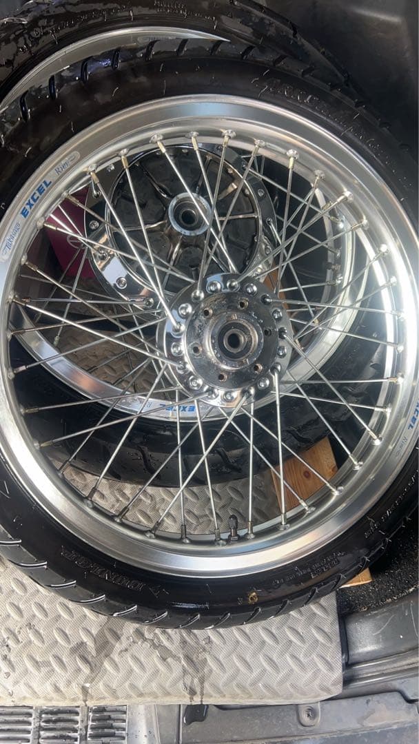 アルミ製スポークホイール2本 エクセルHリムgs400用