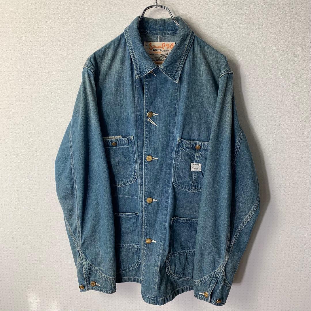 シュガーケーン 11ozデニムワークコート カバーオール ユーズドウォッシュ