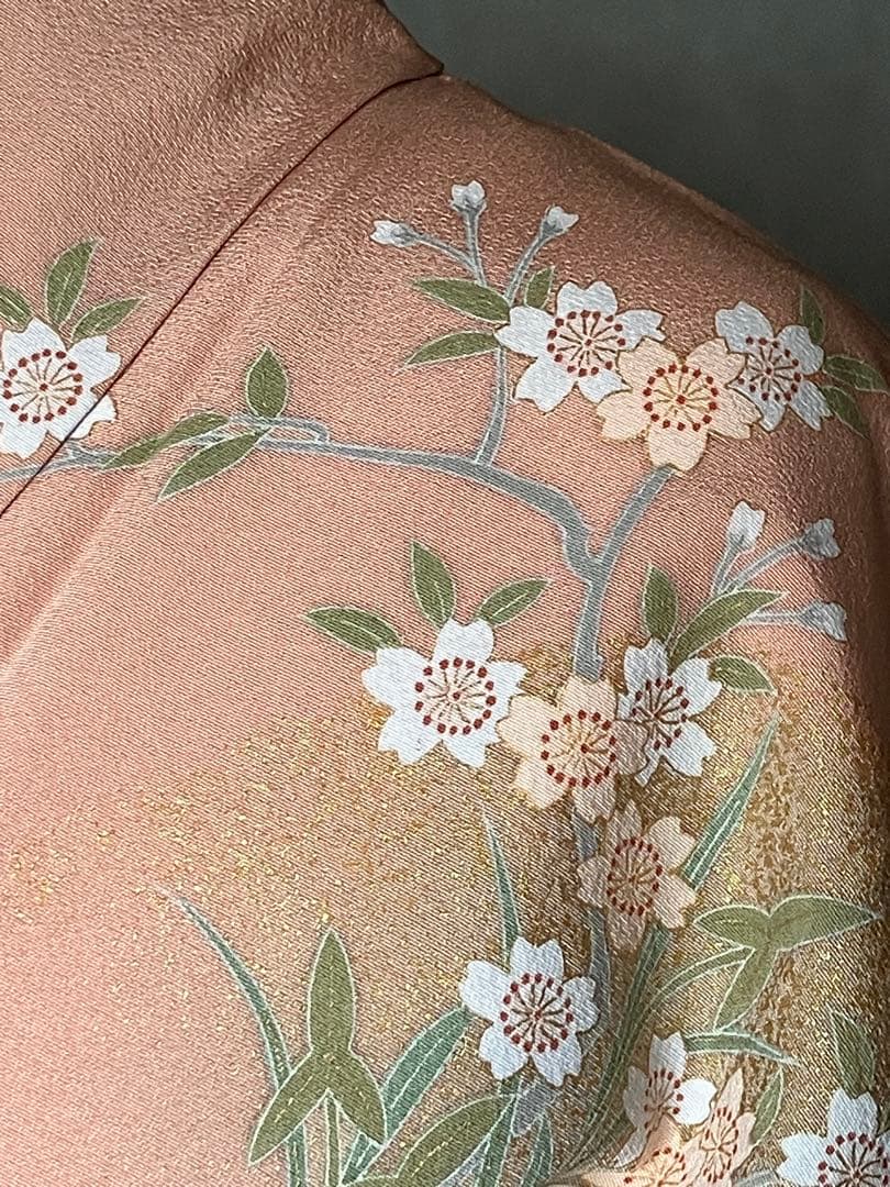 美品 雅な扇と四季草花の訪問着と長襦袢セット