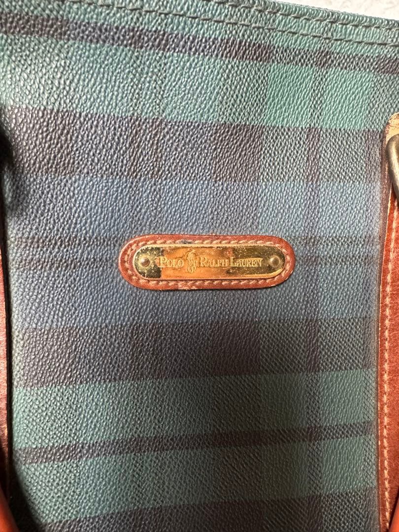 aky Polo Ralph Lauren チェック柄ボストンバッグ