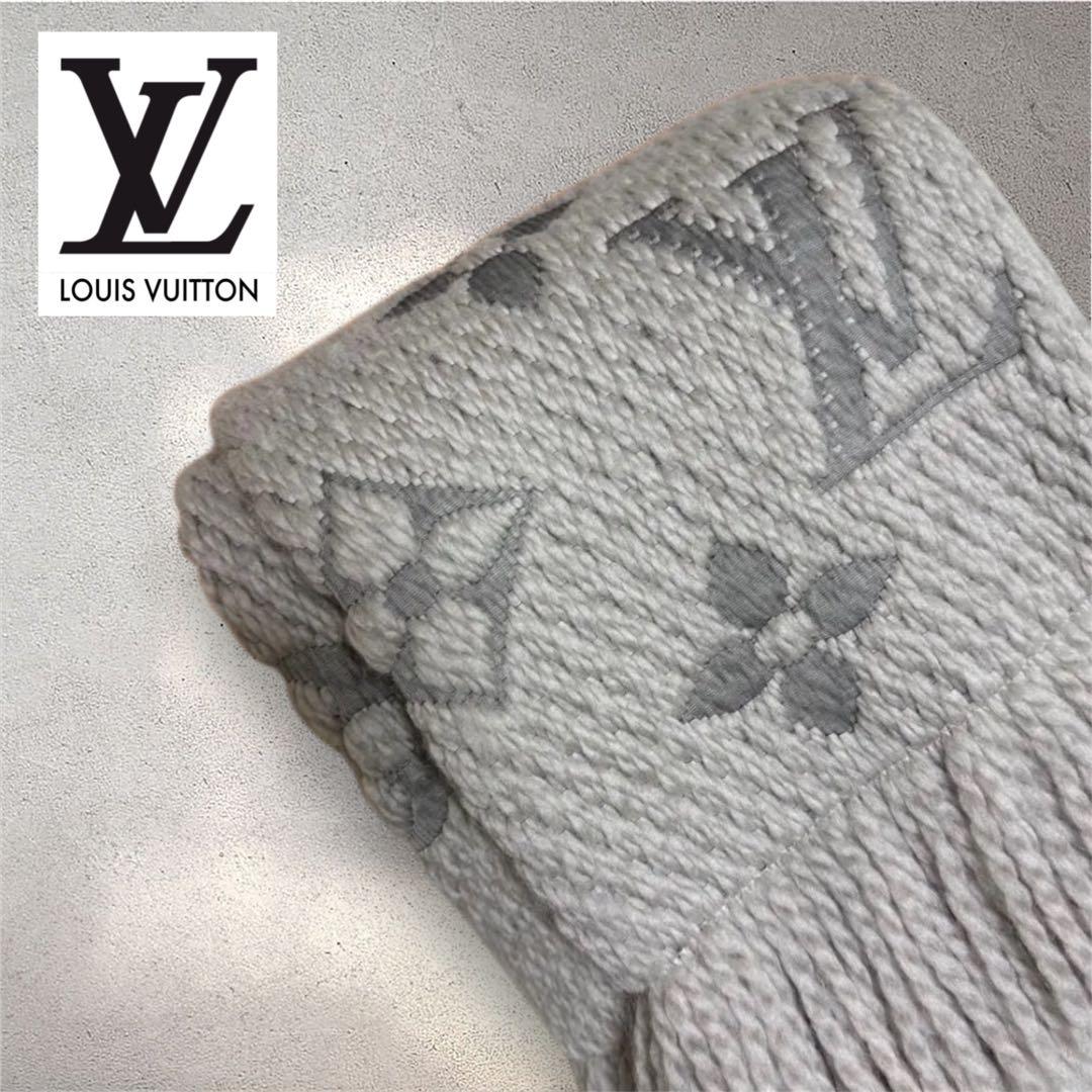 Louis Vuitton グレー マフラーM74742 ロゴマニア