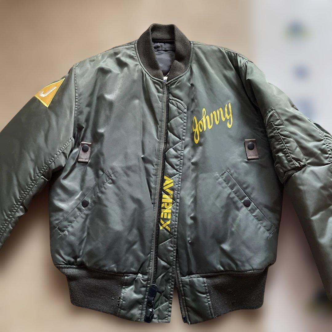 ラ*ん様 AVIREX MA-1ジャケット 刺繍Johnny U.S.A オリー