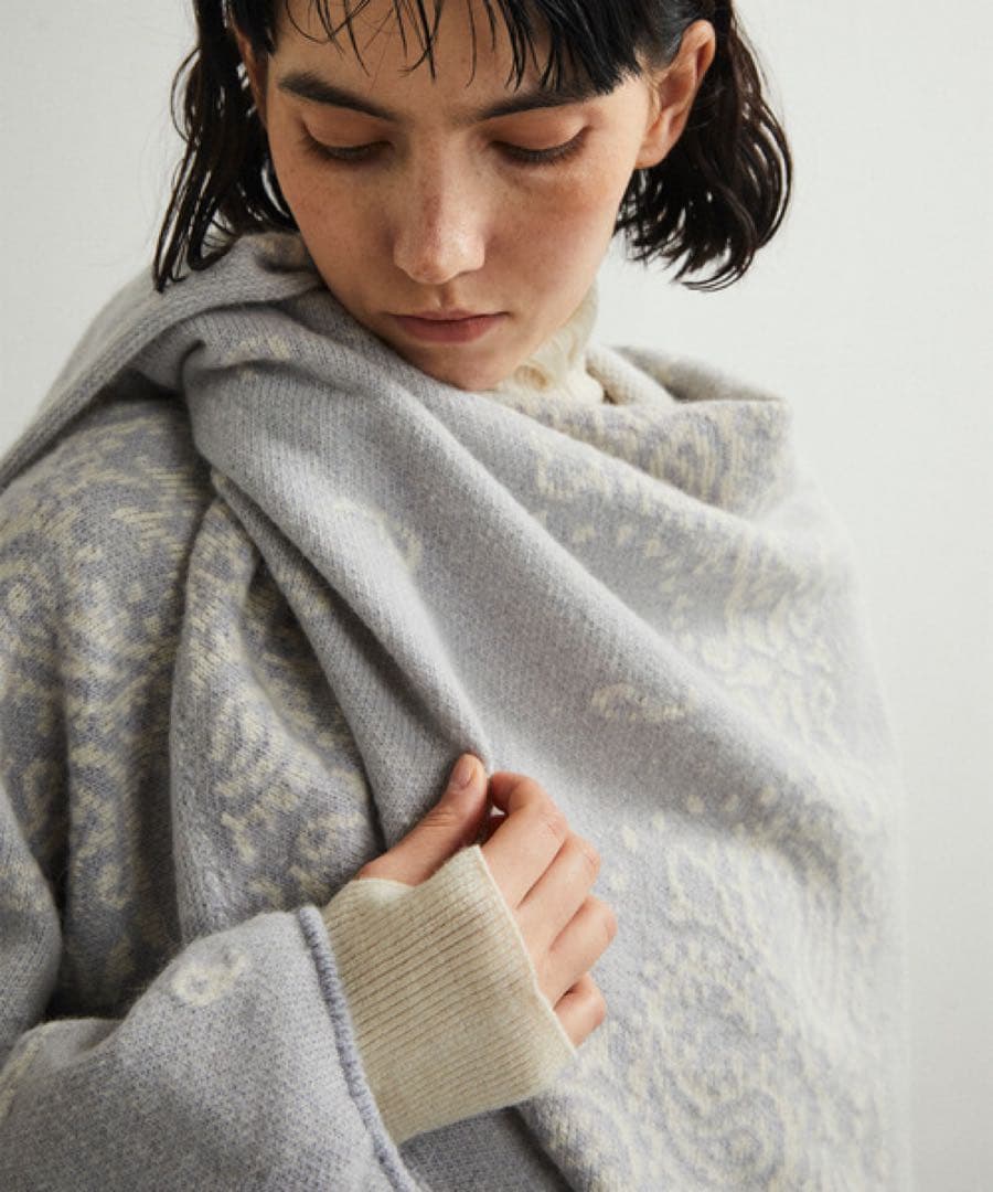 UNFIL アンフィル ロイヤルベビーアルパカバンダナパターンストール