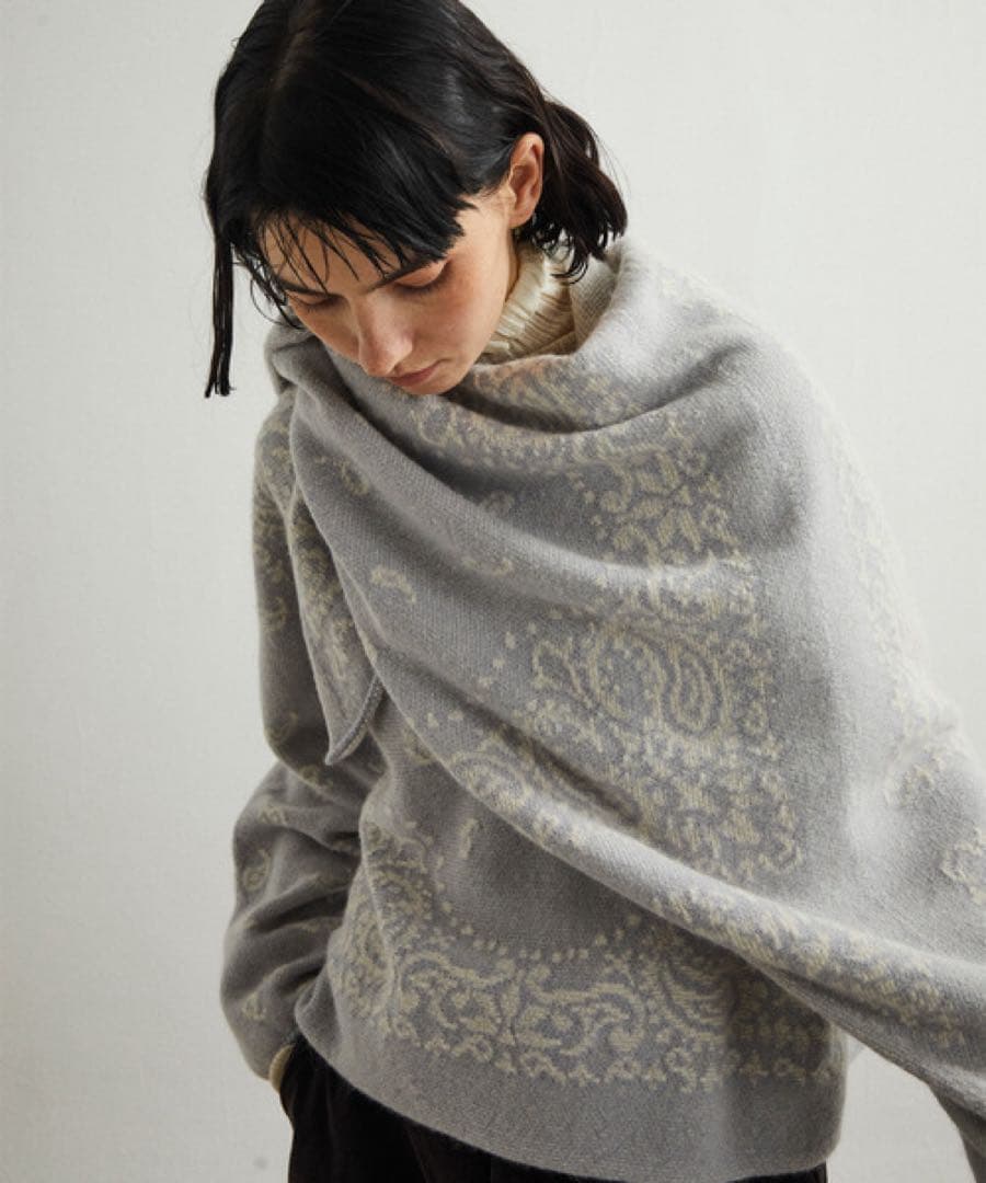 UNFIL アンフィル ロイヤルベビーアルパカバンダナパターンストール