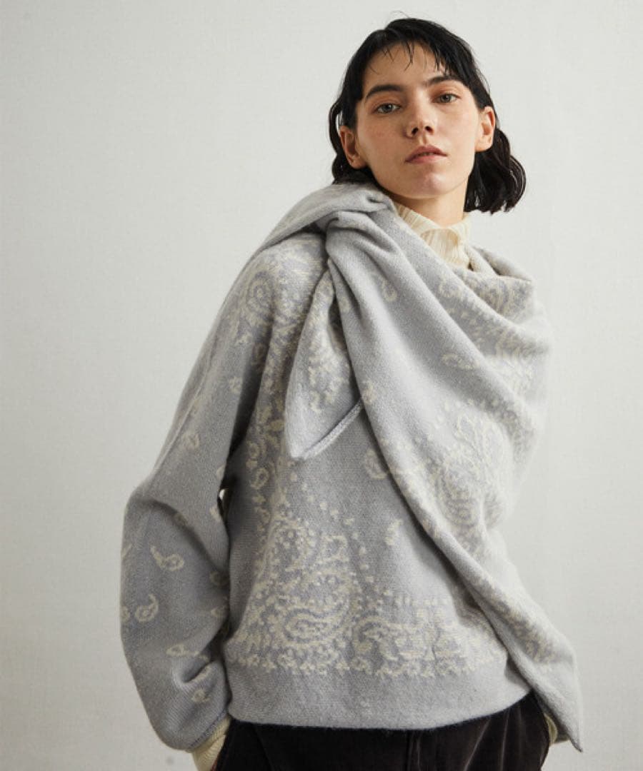 UNFIL アンフィル ロイヤルベビーアルパカバンダナパターンストール