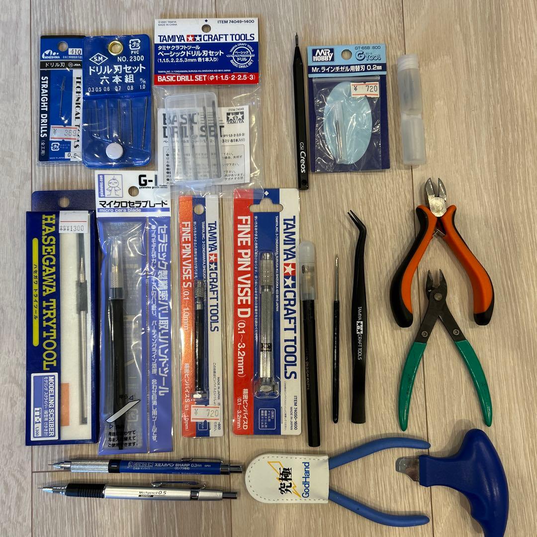 プラモデル 制作セット　リニアコンプレッサーL5 エアブラシ　ピンバイス　他